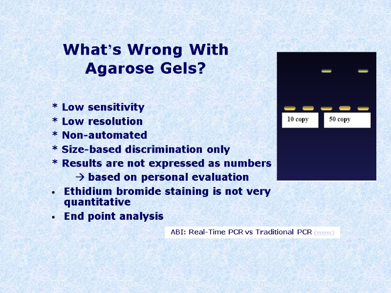 What’s Wrong With Agarose Gels? * Low sensitivity * Low resolution * Non-automated *